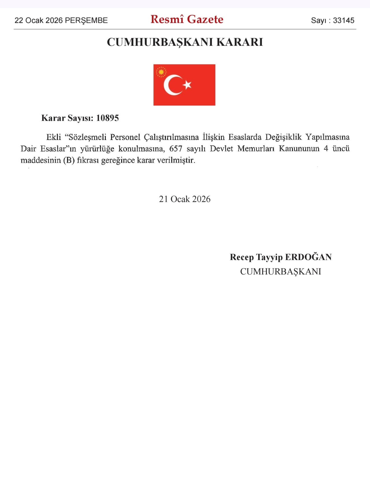 SON DAKİKA | Sözleşmeli Personel İçin Yarım Zamanlı Çalışma Hakkı Resmî Gazete’de